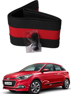 AYW Hand Stiched Steering Cover For Hyundai Elite i20(Black, Red, Leather)