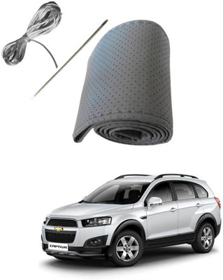 AYW Hand Stiched Steering Cover For Chevrolet Captiva(Grey, Leather)