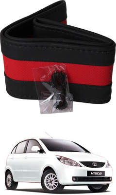 AYW Hand Stiched Steering Cover For Tata Vista(Black, Red, Leather)