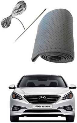 AYW Hand Stiched Steering Cover For Hyundai Sonata(Grey, Leather)