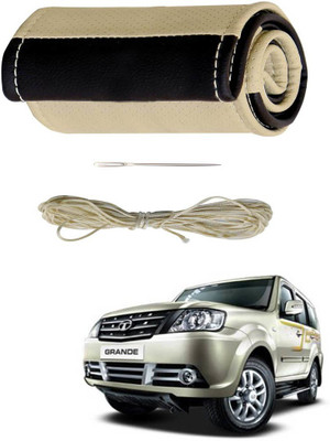 AYW Hand Stiched Steering Cover For Tata Sumo Grande(Beige, Brown, Leather)
