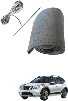 AYW Hand Stiched Steering Cover For Nissan Terrano(Grey, Leather)