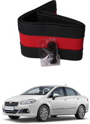 AYW Hand Stiched Steering Cover For Fiat Linea(Black, Red, Leather)