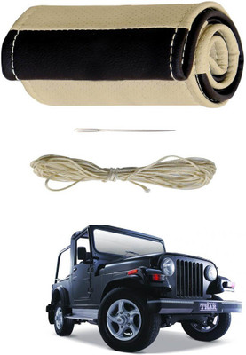 AYW Hand Stiched Steering Cover For Mahindra Thar(Beige, Brown, Leather)