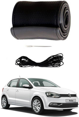 AYW Hand Stiched Steering Cover For Volkswagen Polo(Grey, Black, Leather)