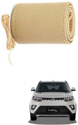 AYW Hand Stiched Steering Cover For Mahindra KUV 100(Beige, Leather)