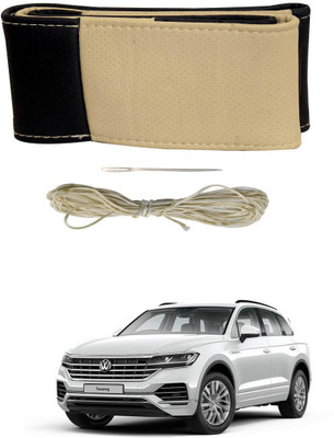 AYW Hand Stiched Steering Cover For Volkswagen Touareg(Black, Beige, Leather)
