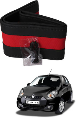 AYW Hand Stiched Steering Cover For Renault Pulse(Black, Red, Leather)