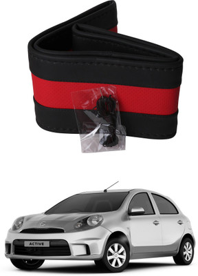 AYW Hand Stiched Steering Cover For Nissan Micra Active(Black, Red, Leather)