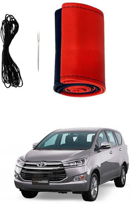 AYW Hand Stiched Steering Cover For Toyota Innova(Red, Black, Leather)