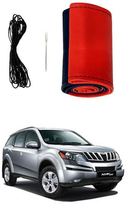 AYW Hand Stiched Steering Cover For Mahindra XUV(Red, Black, Leather)