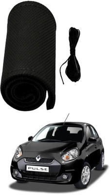 AYW Hand Stiched Steering Cover For Renault Pulse(Black, Leather)