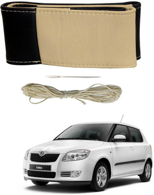 AYW Hand Stiched Steering Cover For Skoda Fabia(Black, Beige, Leather)