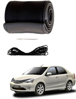 AYW Hand Stiched Steering Cover For Toyota Etios(Grey, Black, Leather)