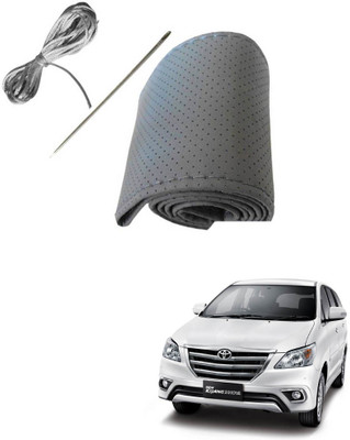 AYW Hand Stiched Steering Cover For Toyota Innova(Grey, Leather)