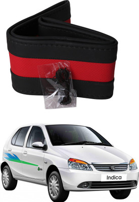 AYW Hand Stiched Steering Cover For Tata Indica(Black, Red, Leather)