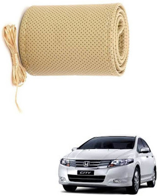 AYW Hand Stiched Steering Cover For Honda New City(Beige, Leather)