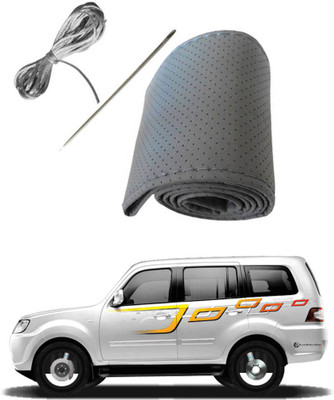 AYW Hand Stiched Steering Cover For Tata Sumo Grand(Grey, Leather)