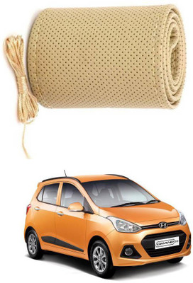 AYW Hand Stiched Steering Cover For Hyundai Grand i10(Beige, Leather)
