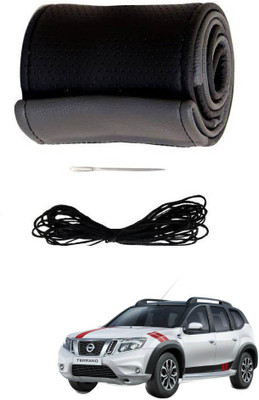 AYW Hand Stiched Steering Cover For Nissan Terrano(Grey, Black, Leather)