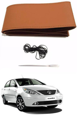 AYW Hand Stiched Steering Cover For Renault Lodgy(Tan, Leather)