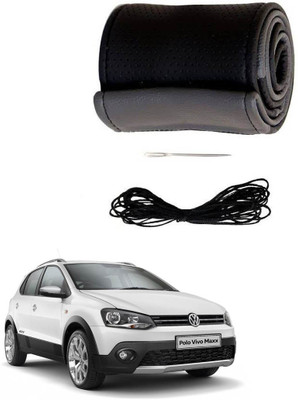 AYW Hand Stiched Steering Cover For Volkswagen Polo Exquisite(Grey, Black, Leather)