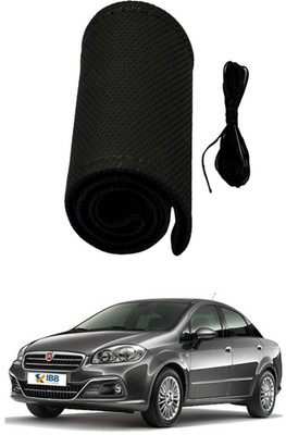 AYW Hand Stiched Steering Cover For Fiat Linea Classic(Black, Leather)