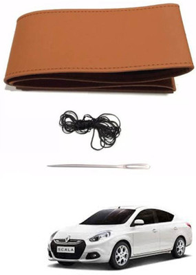AYW Hand Stiched Steering Cover For Renault Scala(Tan, Leather)