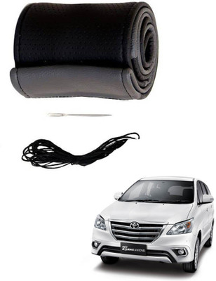 AYW Hand Stiched Steering Cover For Toyota Innova(Grey, Black, Leather)