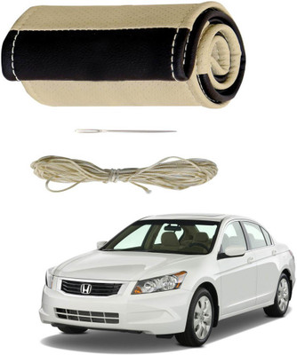 AYW Hand Stiched Steering Cover For Honda Accord(Beige, Brown, Leather)