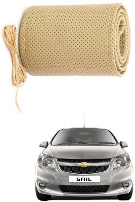 AYW Hand Stiched Steering Cover For Chevrolet Sail(Beige, Leather)