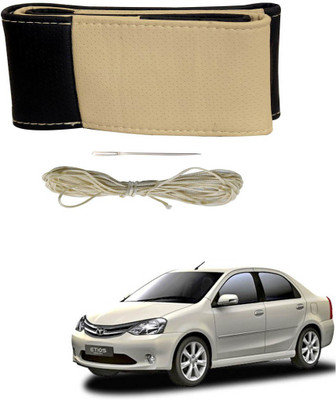 AYW Hand Stiched Steering Cover For Toyota Etios Liva(Black, Beige, Leather)