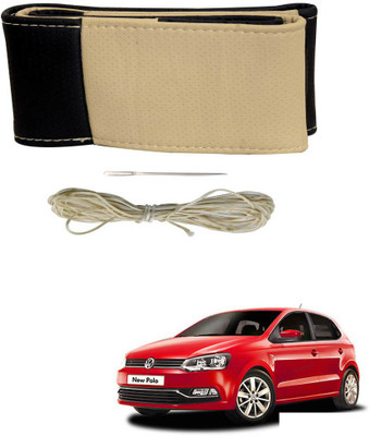 AYW Hand Stiched Steering Cover For Volkswagen Polo(Black, Beige, Leather)