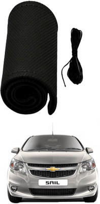 AYW Hand Stiched Steering Cover For Chevrolet Sail(Black, Leather)