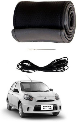 AYW Hand Stiched Steering Cover For Nissan Micra Active(Grey, Black, Leather)
