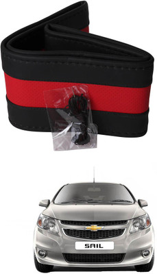 AYW Hand Stiched Steering Cover For Chevrolet Sail(Black, Red, Leather)