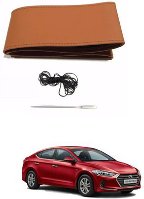 AYW Hand Stiched Steering Cover For Hyundai Elantra(Tan, Leather)