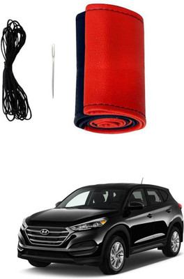 AYW Hand Stiched Steering Cover For Hyundai Tucson(Red, Black, Leather)