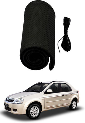 AYW Hand Stiched Steering Cover For Volkswagen Verito(Black, Leather)