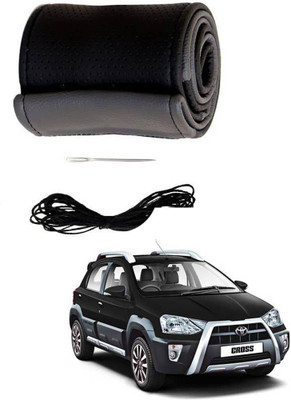 AYW Hand Stiched Steering Cover For Toyota Etios Cross(Grey, Black, Leather)