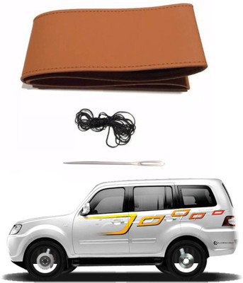 AYW Hand Stiched Steering Cover For Tata Sumo Grand(Tan, Leather)