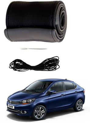 AYW Hand Stiched Steering Cover For Tata 520d(Grey, Black, Leather)