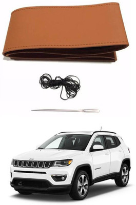 AYW Hand Stiched Steering Cover For Honda Jazz(Tan, Leather)