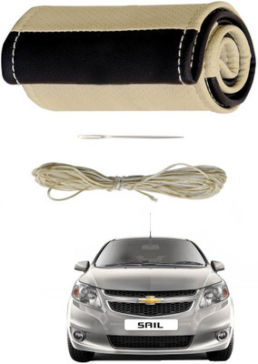 AYW Hand Stiched Steering Cover For Chevrolet Sail(Beige, Brown, Leather)
