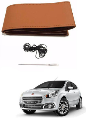 AYW Hand Stiched Steering Cover For Fiat Punto Evo(Tan, Leather)