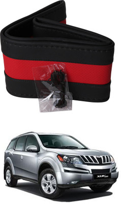 AYW Hand Stiched Steering Cover For Mahindra XUV(Black, Red, Leather)
