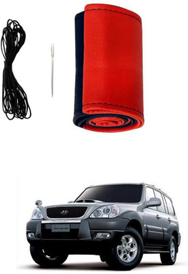 AYW Hand Stiched Steering Cover For Hyundai Terracan(Red, Black, Leather)