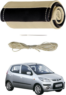 AYW Hand Stiched Steering Cover For Hyundai i10(Beige, Brown, Leather)