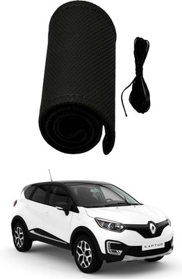 AYW Hand Stiched Steering Cover For Renault Captiva(Black, Leather)