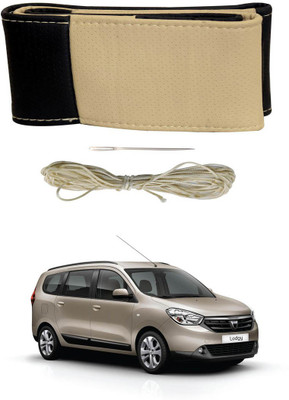 AYW Hand Stiched Steering Cover For Renault Lodgy(Black, Beige, Leather)